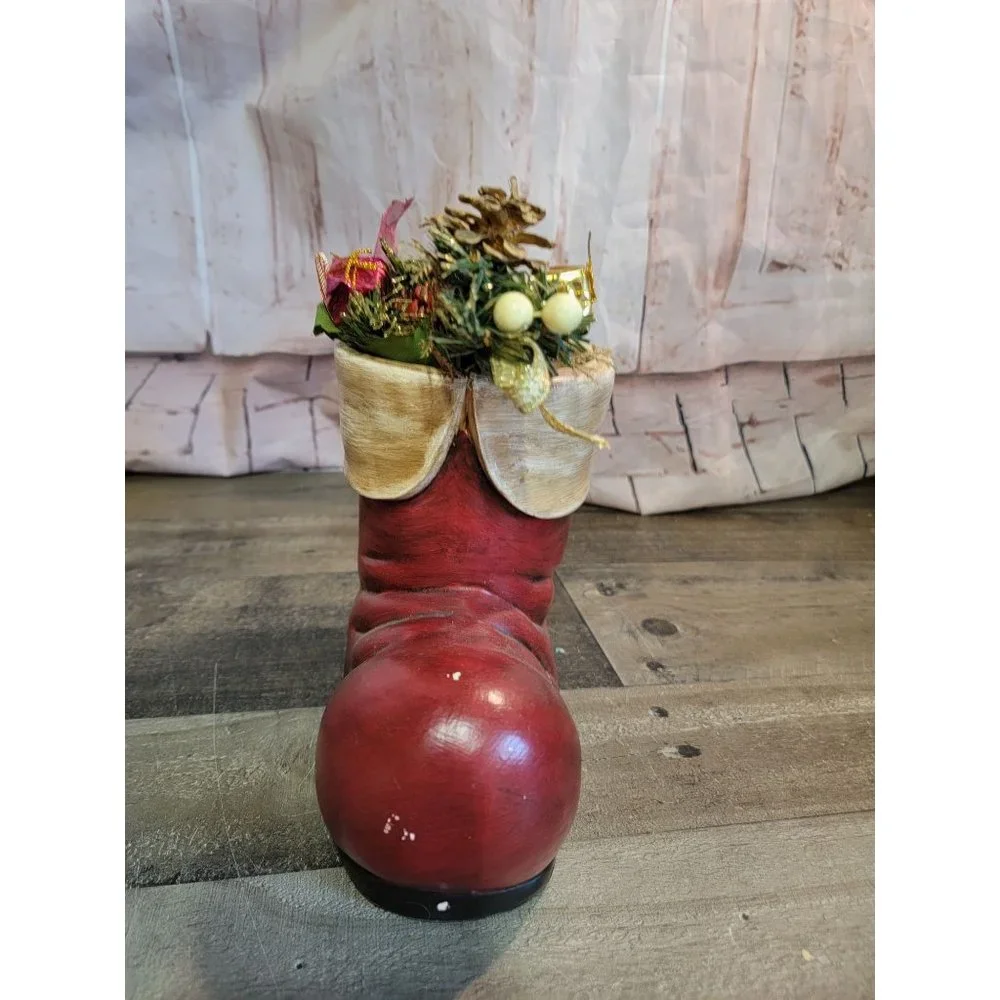 Wooden stocking boot pine cone‎ present wreath xmas decor